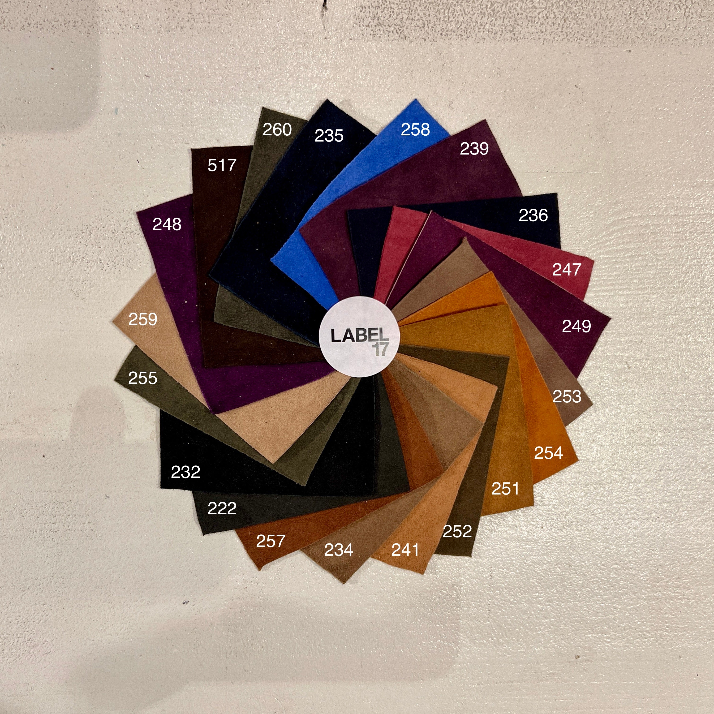 The Color range for the Velours Leather Clothes by LABEL17 is huge and unique