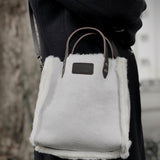 Crossbody Bag Shearling Reversible Mini by LABEL17 in White, Made in Switzerland