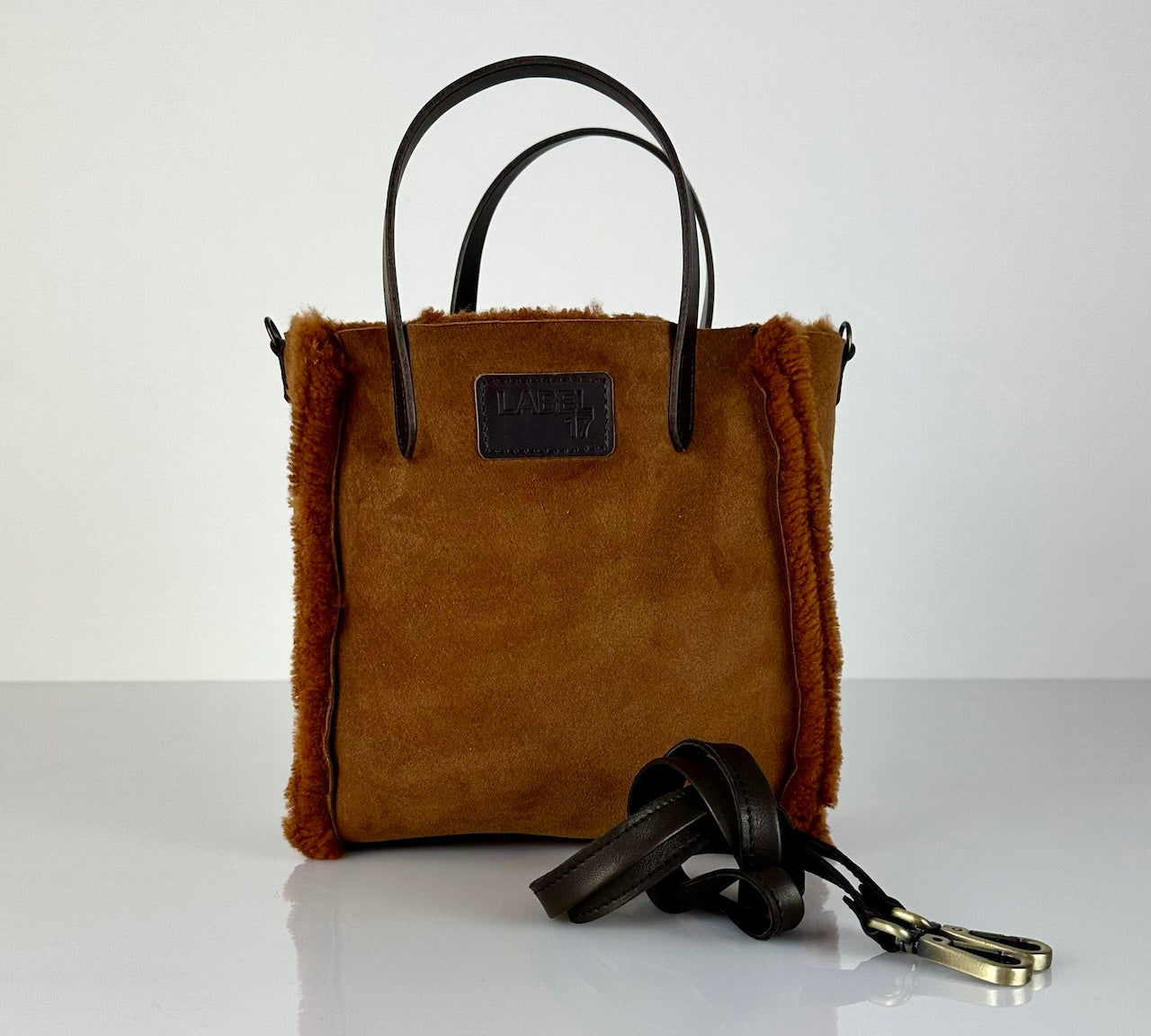 Crossbody Bag Shearling Reversible Mini by LABEL17 in Cubano, Made in Switzerland