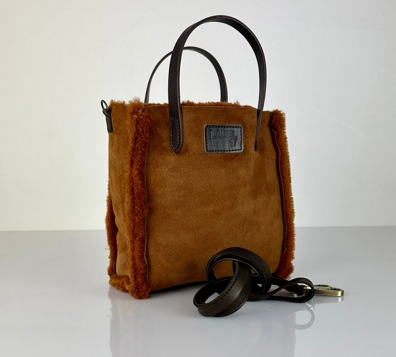 Crossbody Bag Shearling Reversible Mini by LABEL17 in Cubano, Made in Switzerland