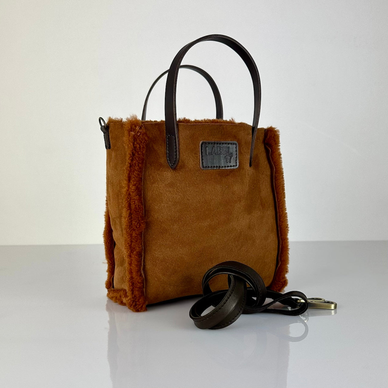 Crossbody Bag Shearling Reversible Mini by LABEL17 in Cubano, Made in Switzerland