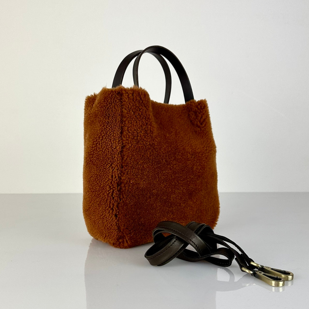 Crossbody Bag Shearling Reversible Mini by LABEL17 in Cubano, Made in Switzerland