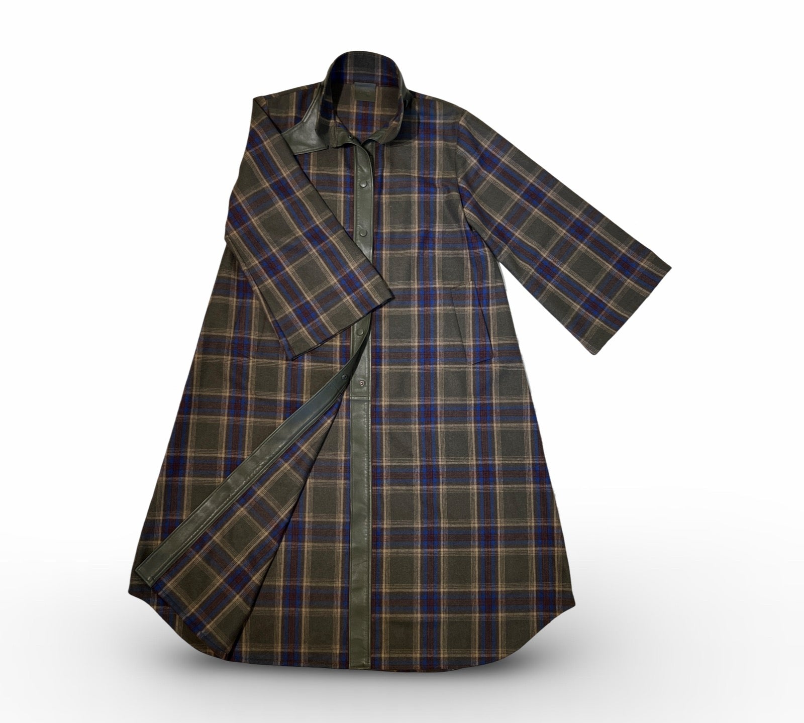 Long Wool Coat CASY in Checkered, handmade by LABEL17 in Morocco