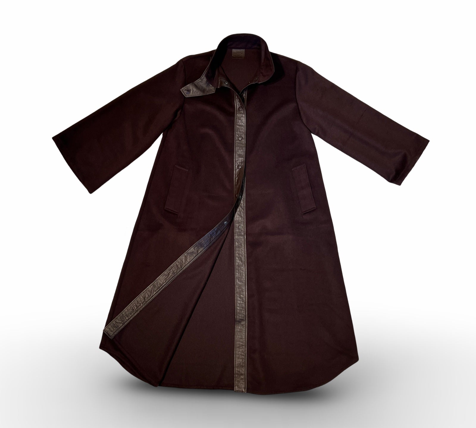 Long Wool Coat CASY in Darkbrown, handmade by LABEL17 in Morocco