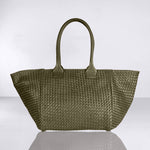 Shoulder Bag ORIGINAL in Olive from LABEL17: the standard for lightweight bags made from supple hand-woven leather. Handmade in Morocco.