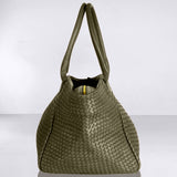 Shoulder Bag ORIGINAL in Olive from LABEL17: the standard for lightweight bags made from supple hand-woven leather. Handmade in Morocco.