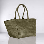 Shoulder Bag ORIGINAL in Olive from LABEL17: the standard for lightweight bags made from supple hand-woven leather. Handmade in Morocco.