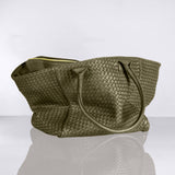 Shoulder Bag ORIGINAL in Olive from LABEL17: the standard for lightweight bags made from supple hand-woven leather. Handmade in Morocco.